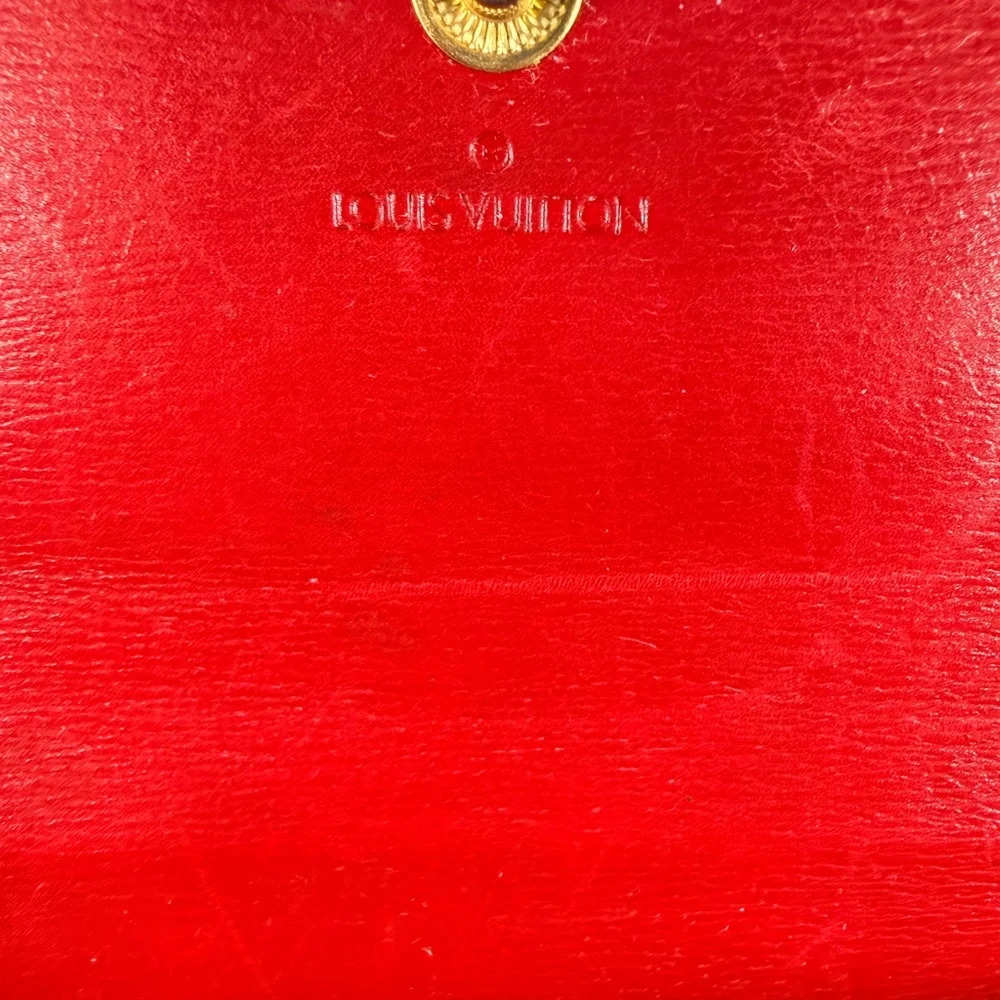 Louis Vuitton Trifold Wallet Red Epi Leather Snap Closure Zip Coin Pocket
